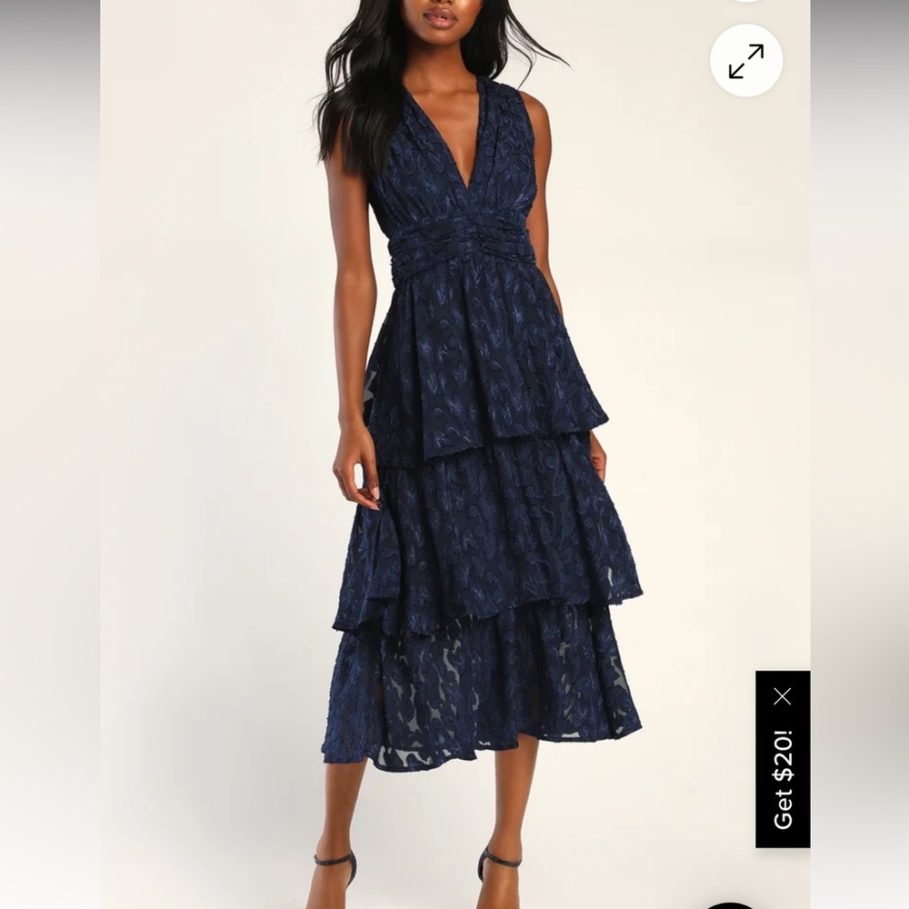 Lulus Navy Blue Tiered Dress